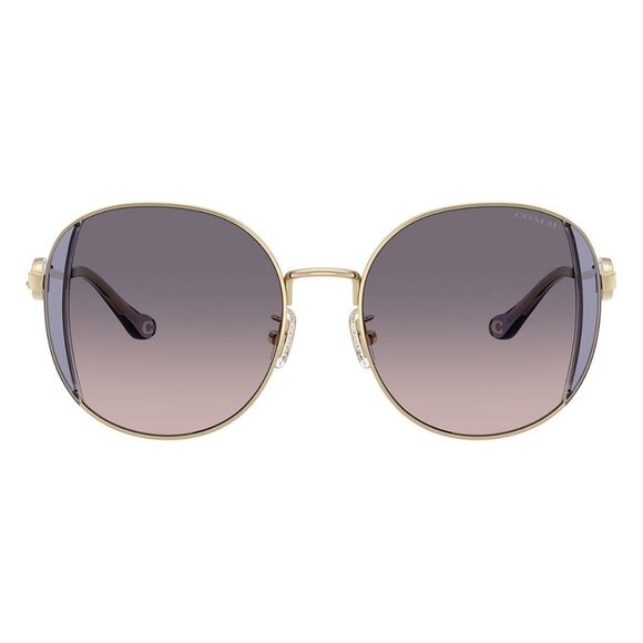 New COACH Cad73 Gold Round HC7176B 9005/36 Sunglasses Women - Picture 2 of 6